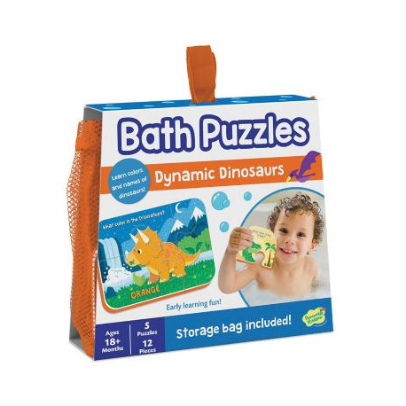 Puzzle de baie pentru bebelusi, cu piese mari de spuma, dinozaurii rapizi - Dinosaur Bath Puzzle
