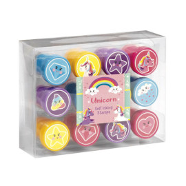 Set 12 stampile cu unicorni cu tus propriu