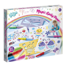 Set creativ de desenat cu sabloane si carioci spray si schimbare a culorii - Magic Spray pens